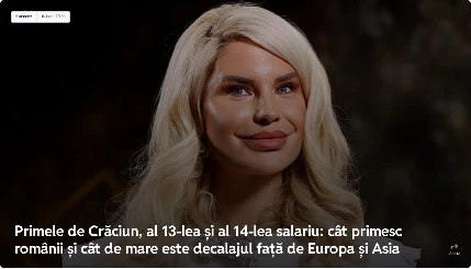 Primele de Crăciun, al 13-lea și al 14-lea salariu: cât primesc românii și cât de mare este decalajul față de Europa și Asia